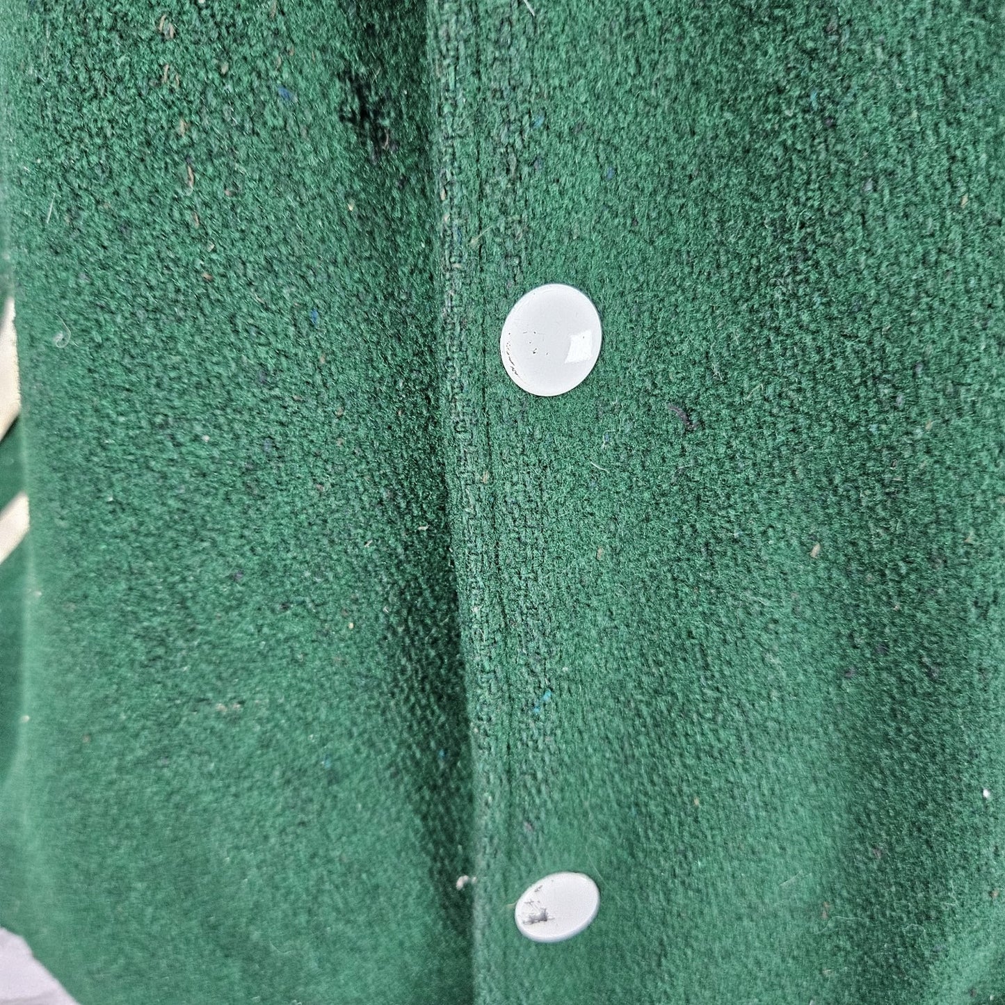 VTG Howe Green Wool Blend Varsity Letterman School Snap Point Collar Jacket 34