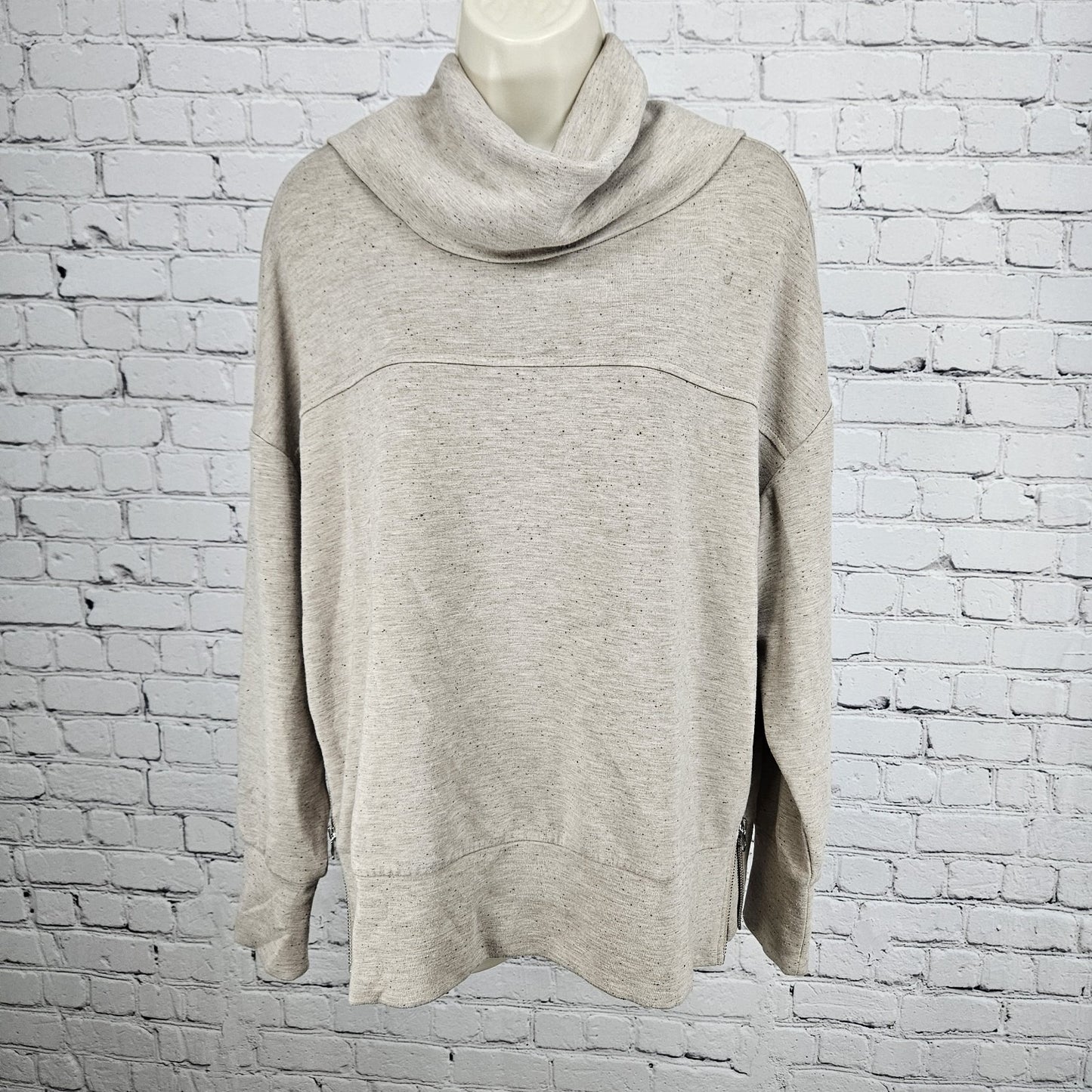 Varley Taupe Doublesoft Priya Longline Sweat  Pullover Sweatshirt Small S