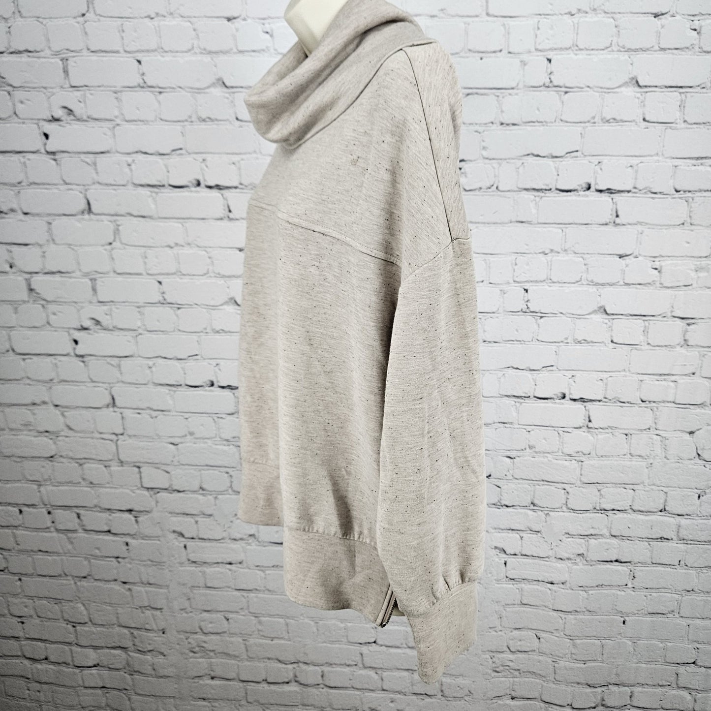 Varley Taupe Doublesoft Priya Longline Sweat  Pullover Sweatshirt Small S