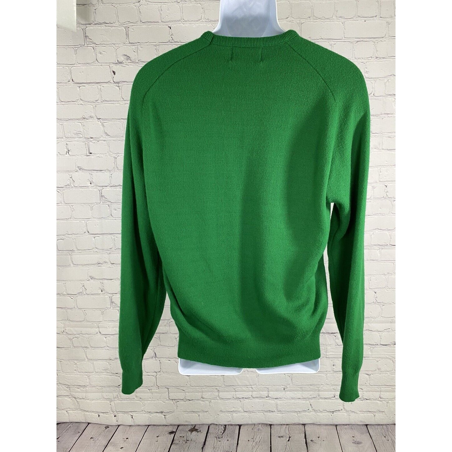 VTG Antigua Of Scottsdale Green V Neck Pullover Long Sleeve Knit Sweater Mens XL