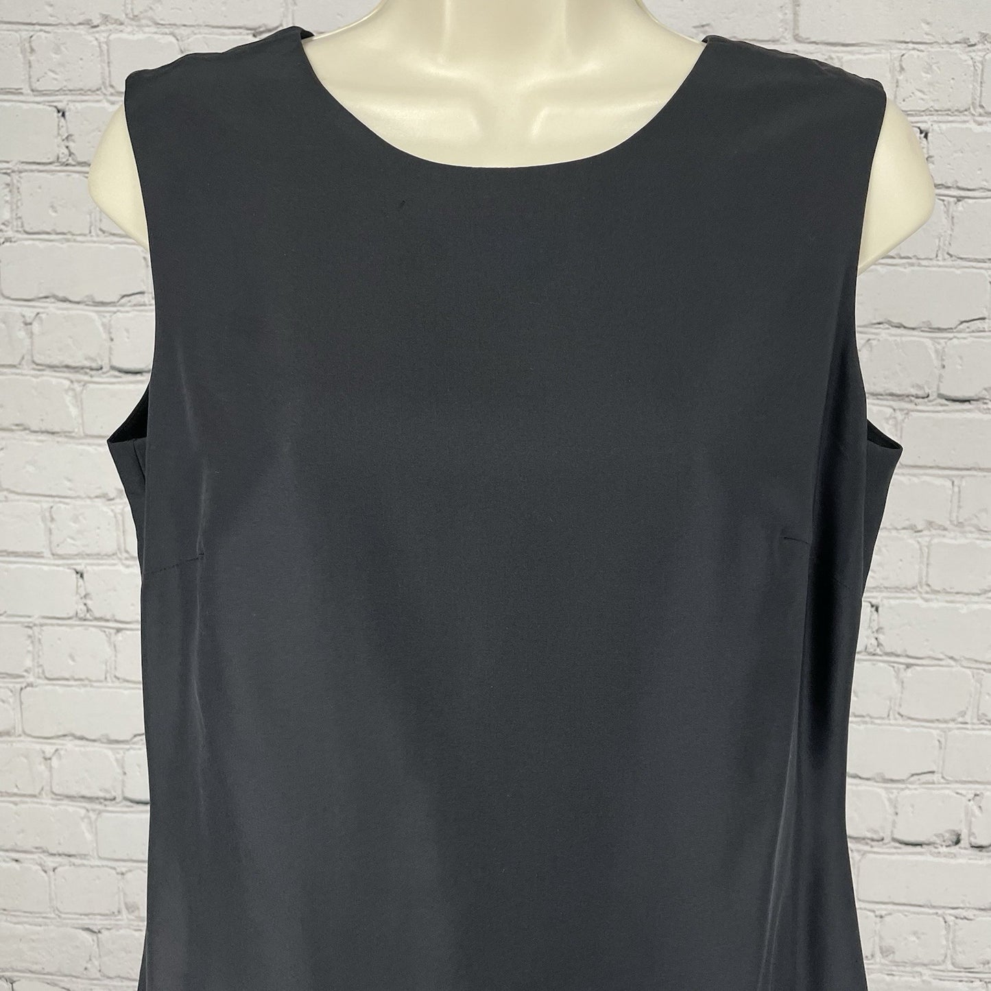 Coldwater Creek Black Striped Silk Lightweight Zipped Lined Shift Dress Size P10