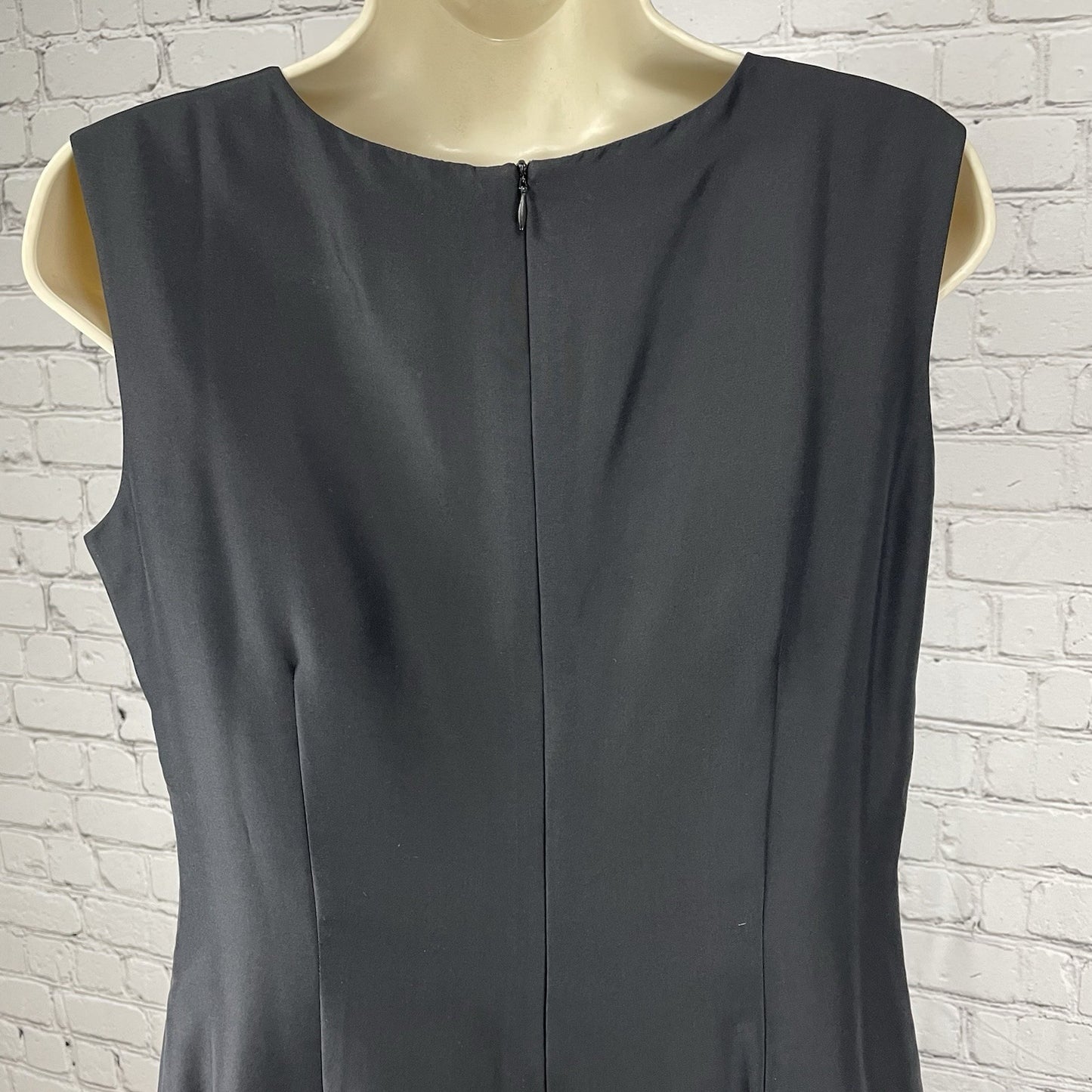 Coldwater Creek Black Striped Silk Lightweight Zipped Lined Shift Dress Size P10