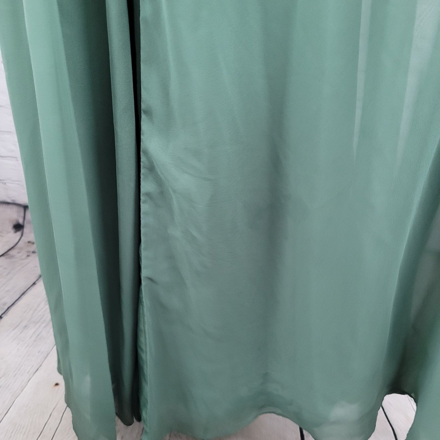 Azazie Green Chiffon Strappy Empire Waist Side Slit Bridesmaid Dress Size C