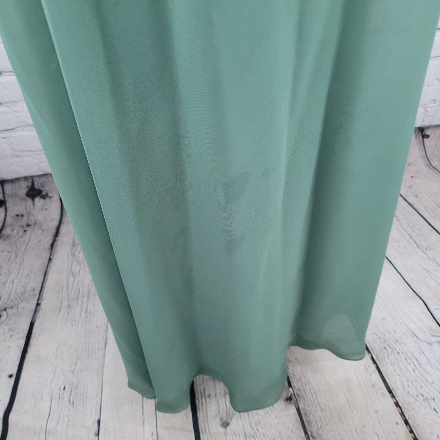 Azazie Green Chiffon Strappy Empire Waist Side Slit Bridesmaid Dress Size C