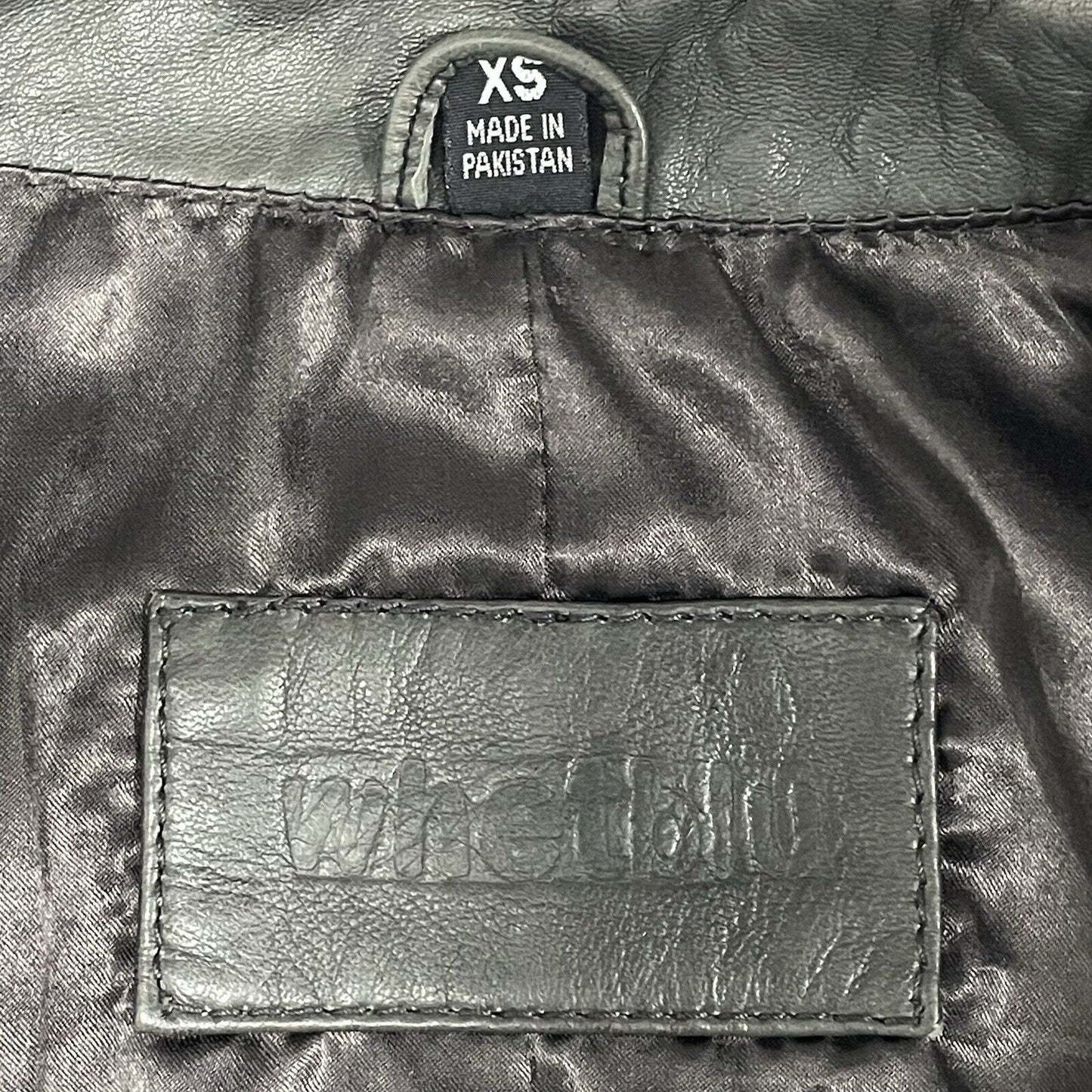 Whet Blu Dark Grey Soft Leather Biker Moto Jacket Zipped Pockets Lined Size XS