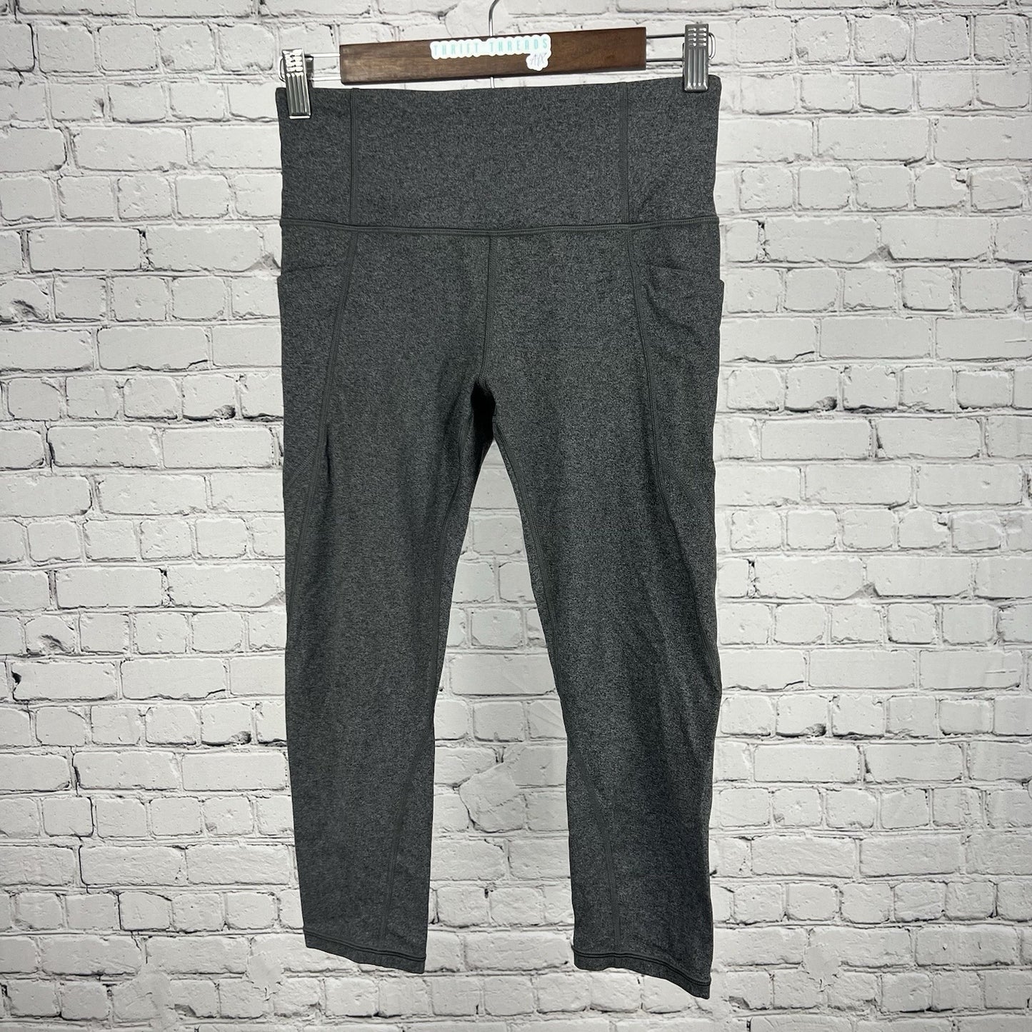 Athleta Grey Activewear Capri Workout Yoga Pockets Stretch Athleisure Pants S