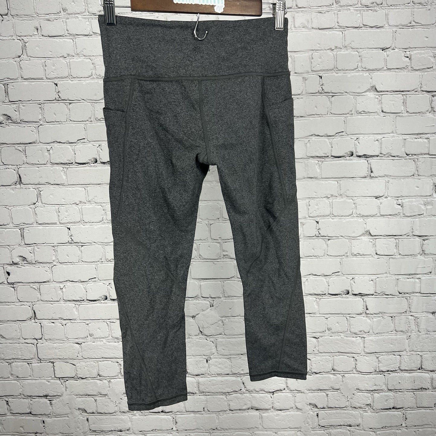 Athleta Grey Activewear Capri Workout Yoga Pockets Stretch Athleisure Pants S