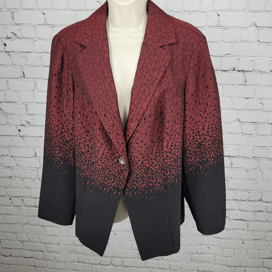 Coldwater Creek Red Black Leopard Blazer Suit Jacket Size 1X (16W-18W)