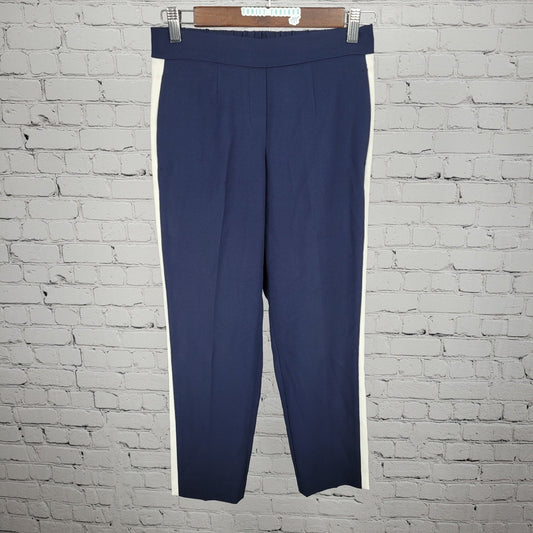 Babaton Navy White Striped Elastic Waist Pull On Tapered Crop Pants 00 (26x24)