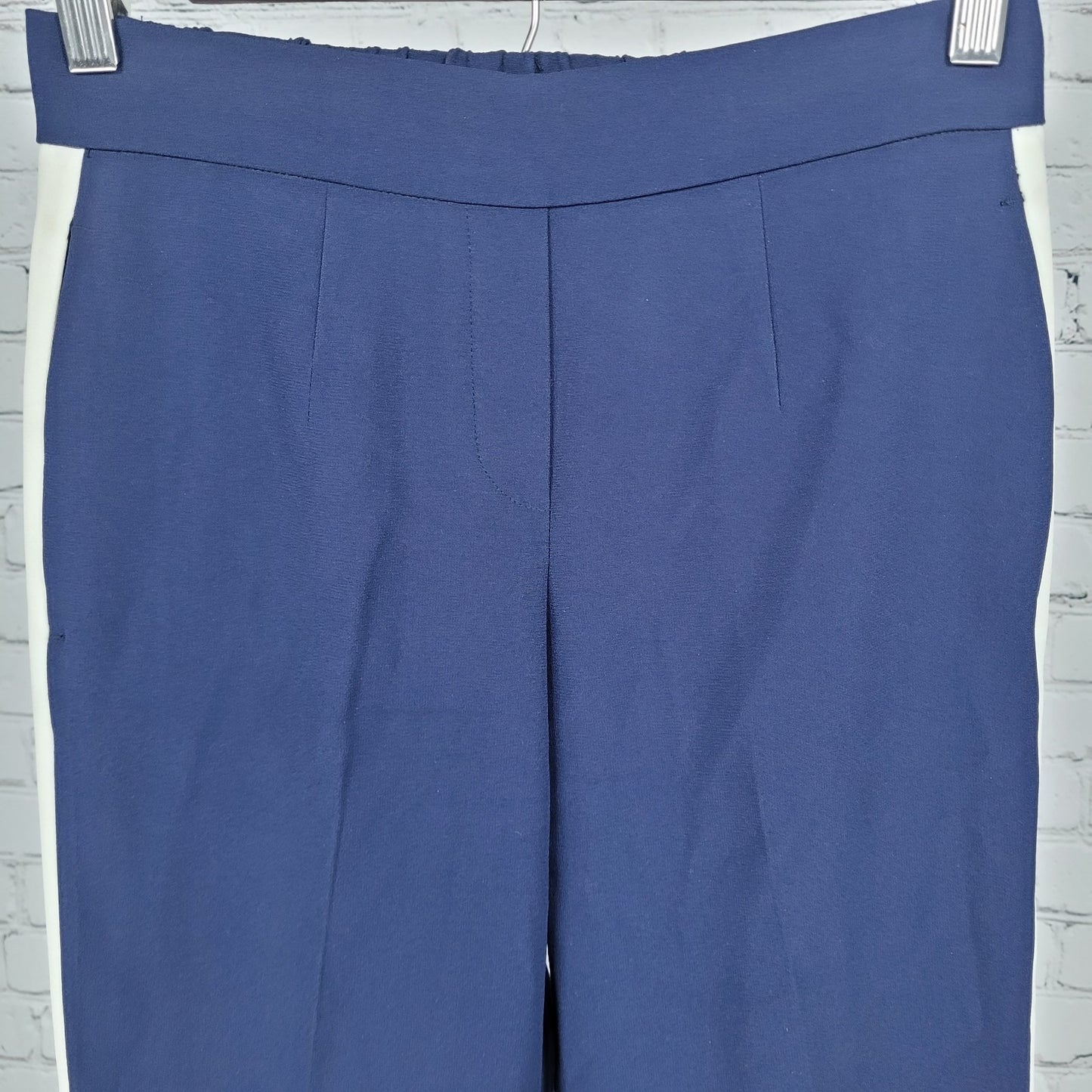 Babaton Navy White Striped Elastic Waist Pull On Tapered Crop Pants 00 (26x24)