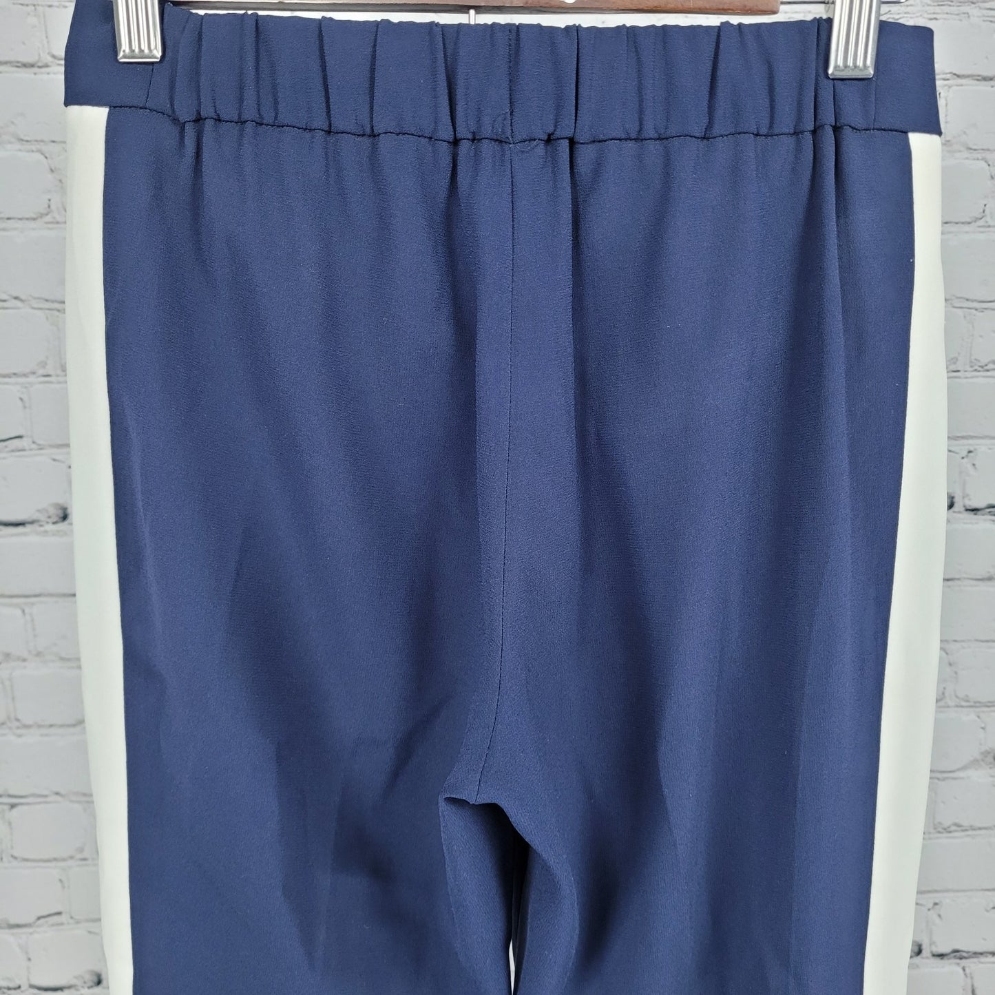 Babaton Navy White Striped Elastic Waist Pull On Tapered Crop Pants 00 (26x24)