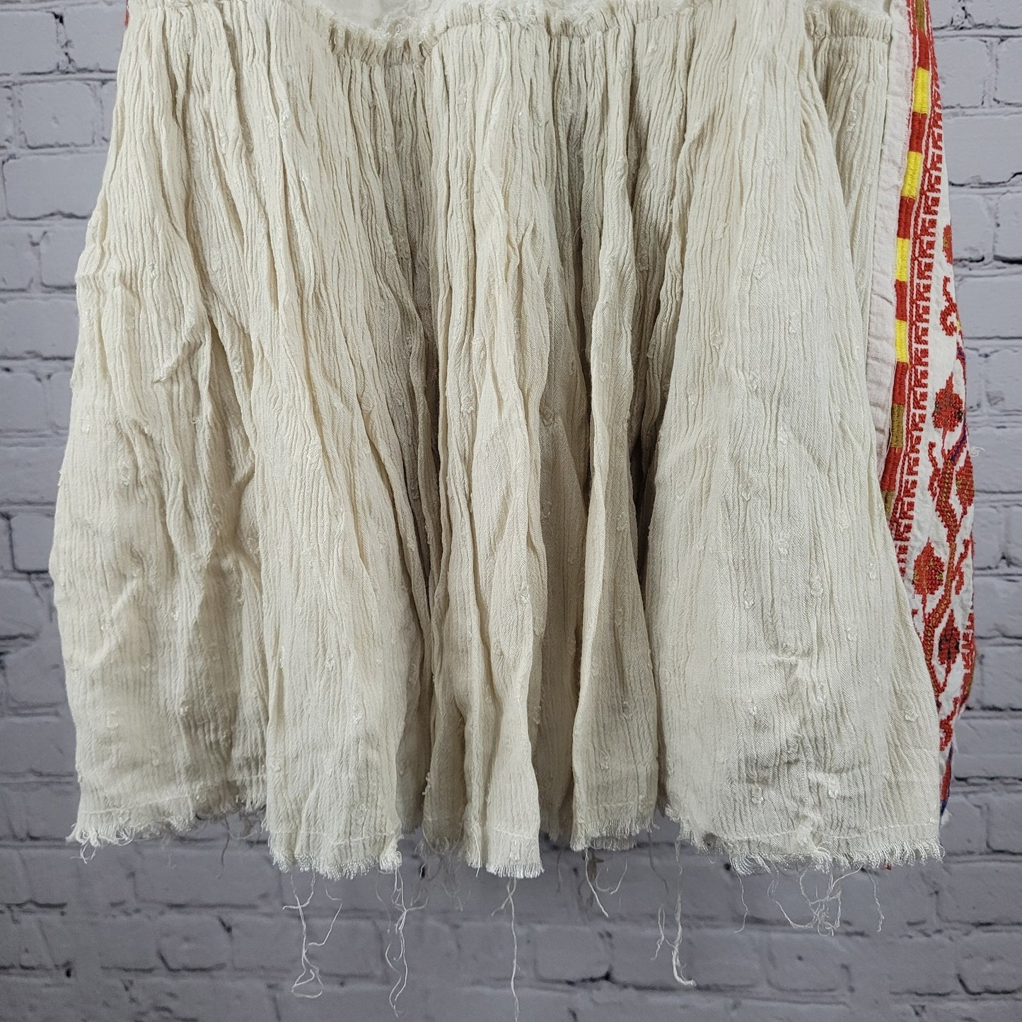 Free People Beige Colorful Aztec Embroidered Tiered Open Back Dress Medium M