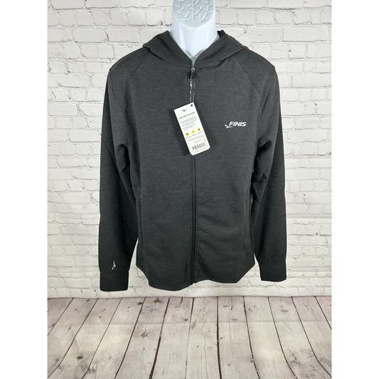 NWT Finis Tech Charcoal Warm Up Hooded Thumb Holes Full Zip Jacket Men’s M