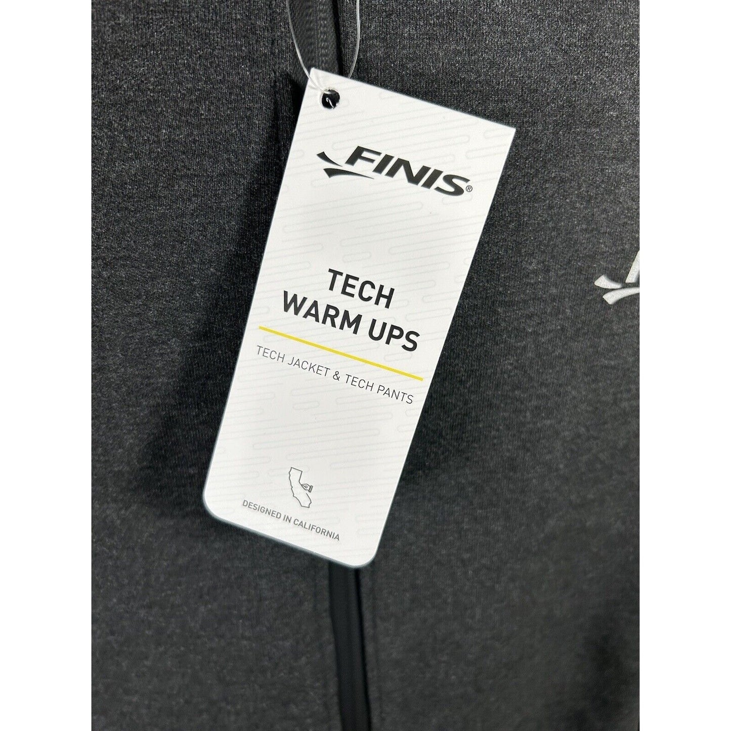 NWT Finis Tech Charcoal Warm Up Hooded Thumb Holes Full Zip Jacket Men’s M