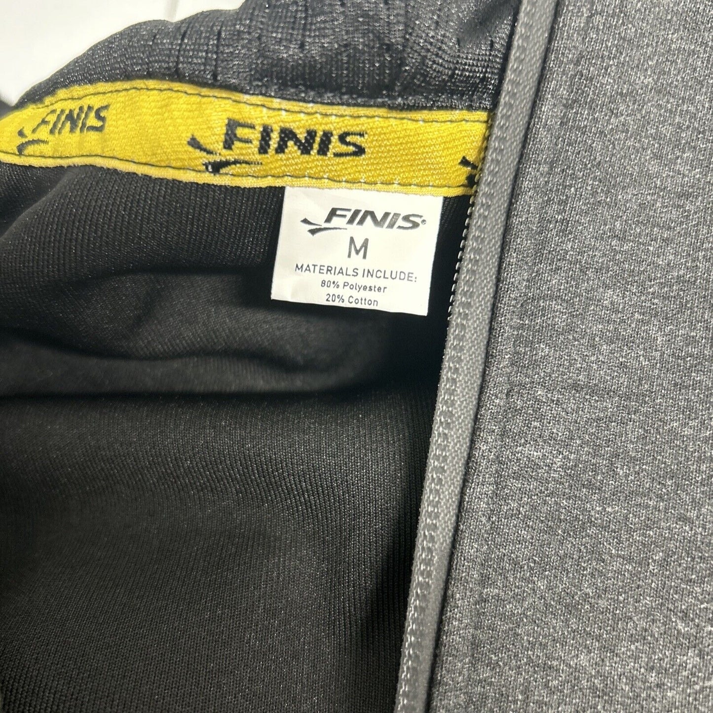 NWT Finis Tech Charcoal Warm Up Hooded Thumb Holes Full Zip Jacket Men’s M