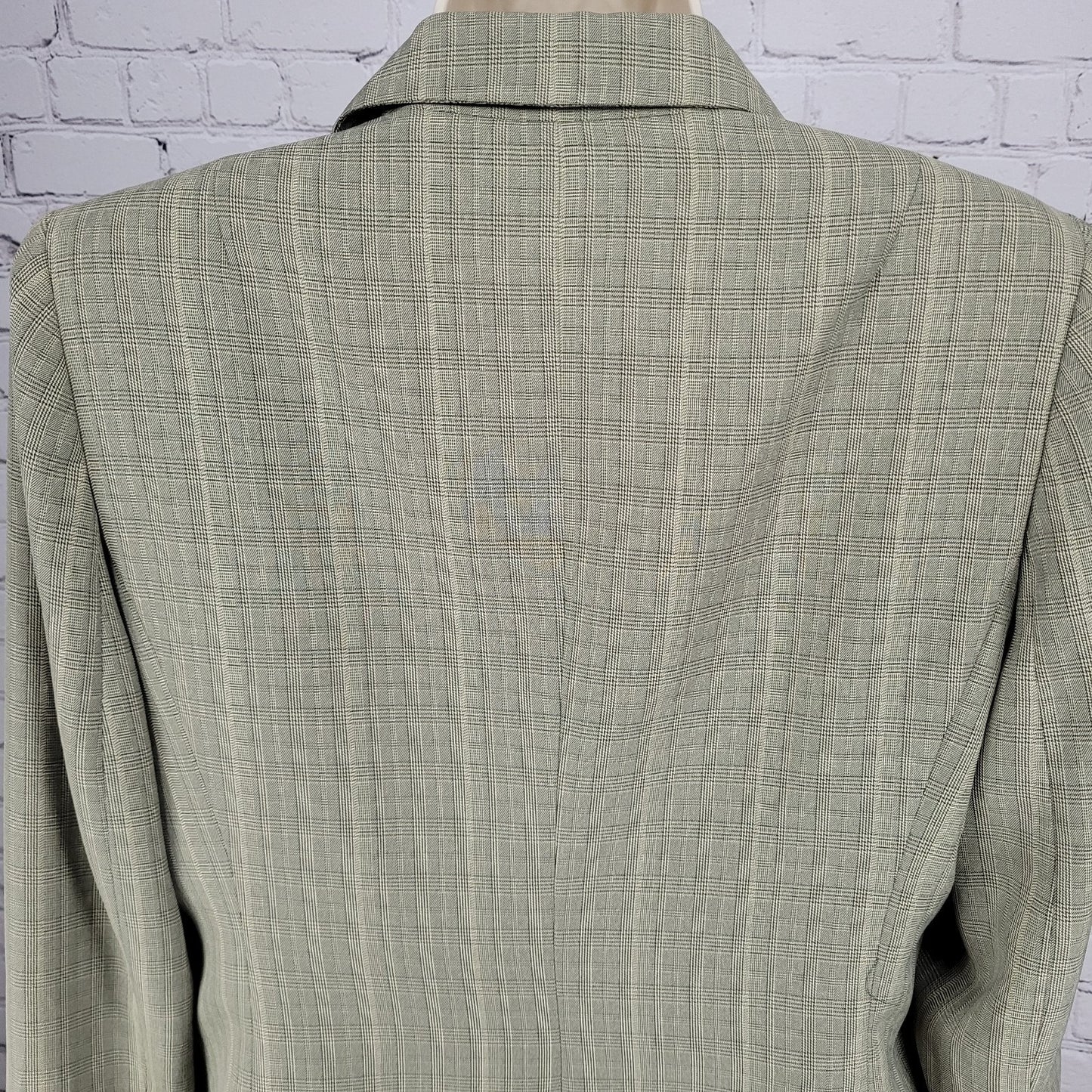 Kasper Beige Check 3 Button Peak Lined Jacket Skirt Suit 2 Piece Set Size 12P