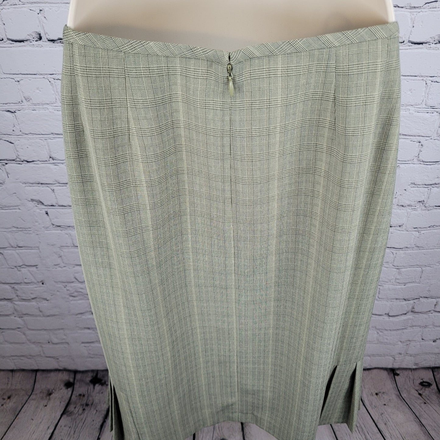 Kasper Beige Check 3 Button Peak Lined Jacket Skirt Suit 2 Piece Set Size 12P