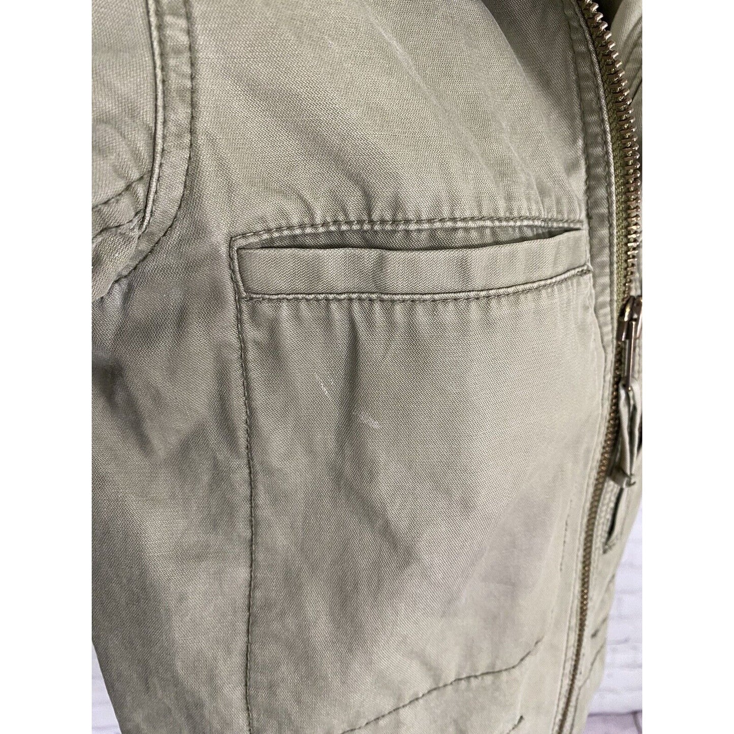 Madewell Fleet Utility Jacket Military Army Green Cotton Full Zip Up Size XS