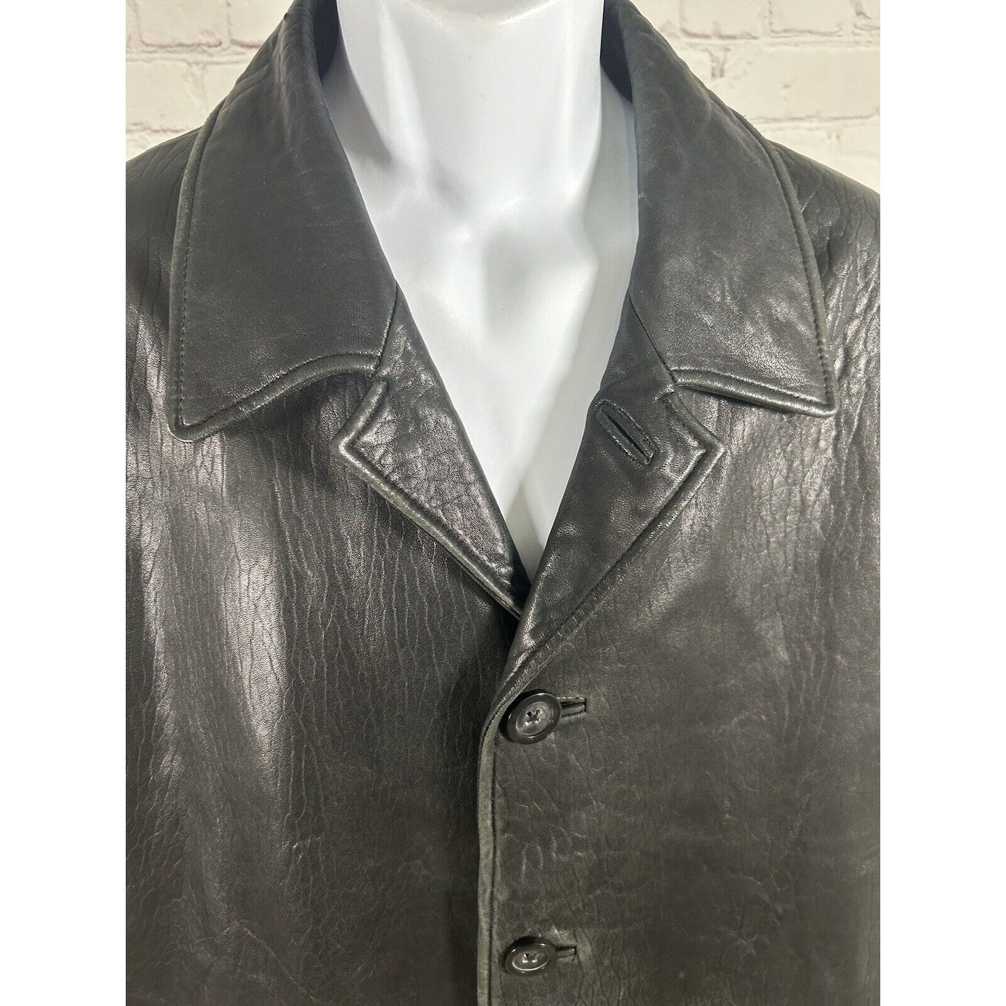 Roundtree & Yorke Black Lambskin Leather Long Sleeve Button Up Men’s Jacket L