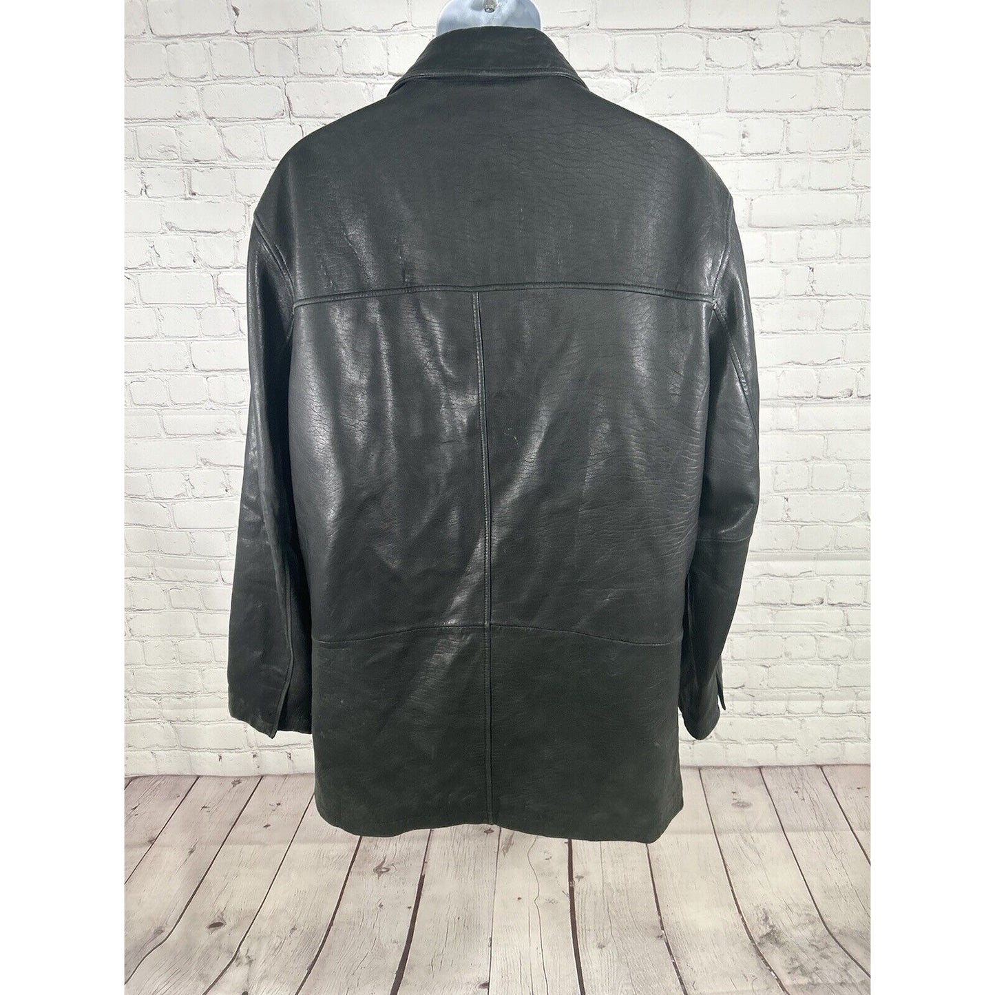 Roundtree & Yorke Black Lambskin Leather Long Sleeve Button Up Men’s Jacket L