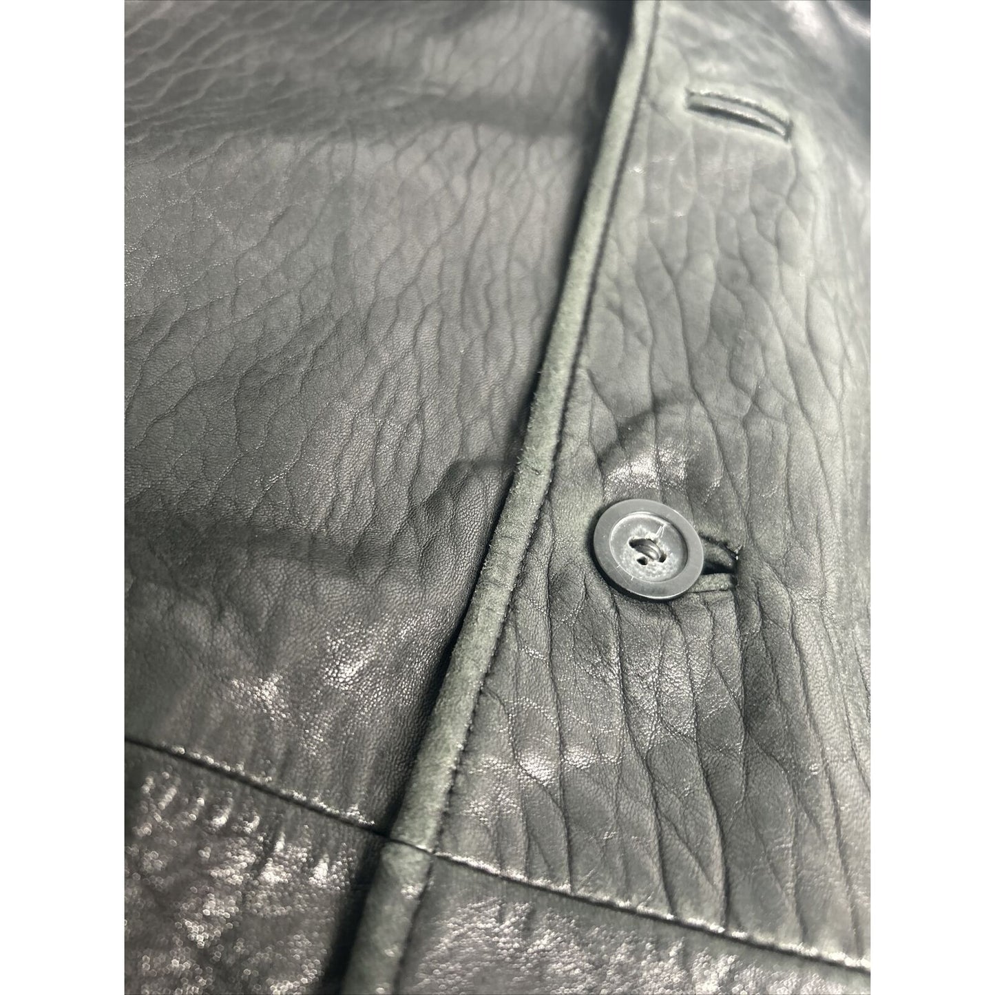 Roundtree & Yorke Black Lambskin Leather Long Sleeve Button Up Men’s Jacket L