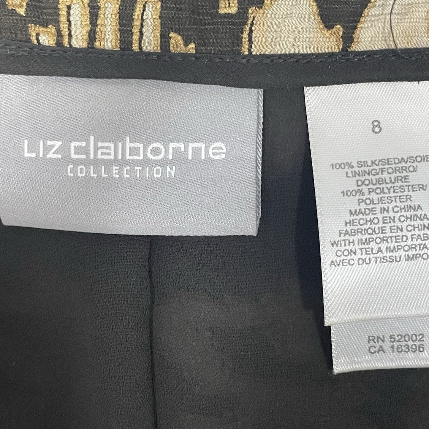 Liz Claiborne Green Gold 100% Silk Print Wrap Pleated Skirt Lined Size 8