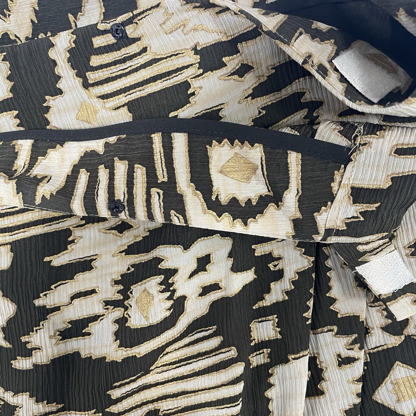 Liz Claiborne Green Gold 100% Silk Print Wrap Pleated Skirt Lined Size 8