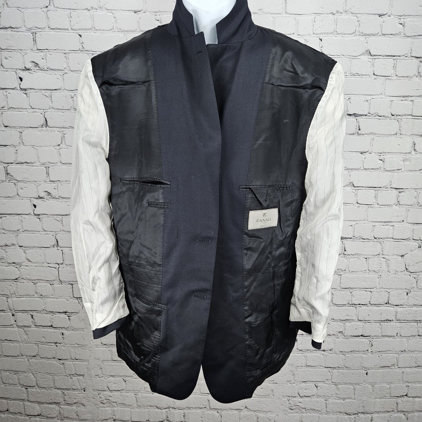 Canali Navy 100% Wool 2 Button Vented Notch Blazer Sport Coat Italy 56 US 46