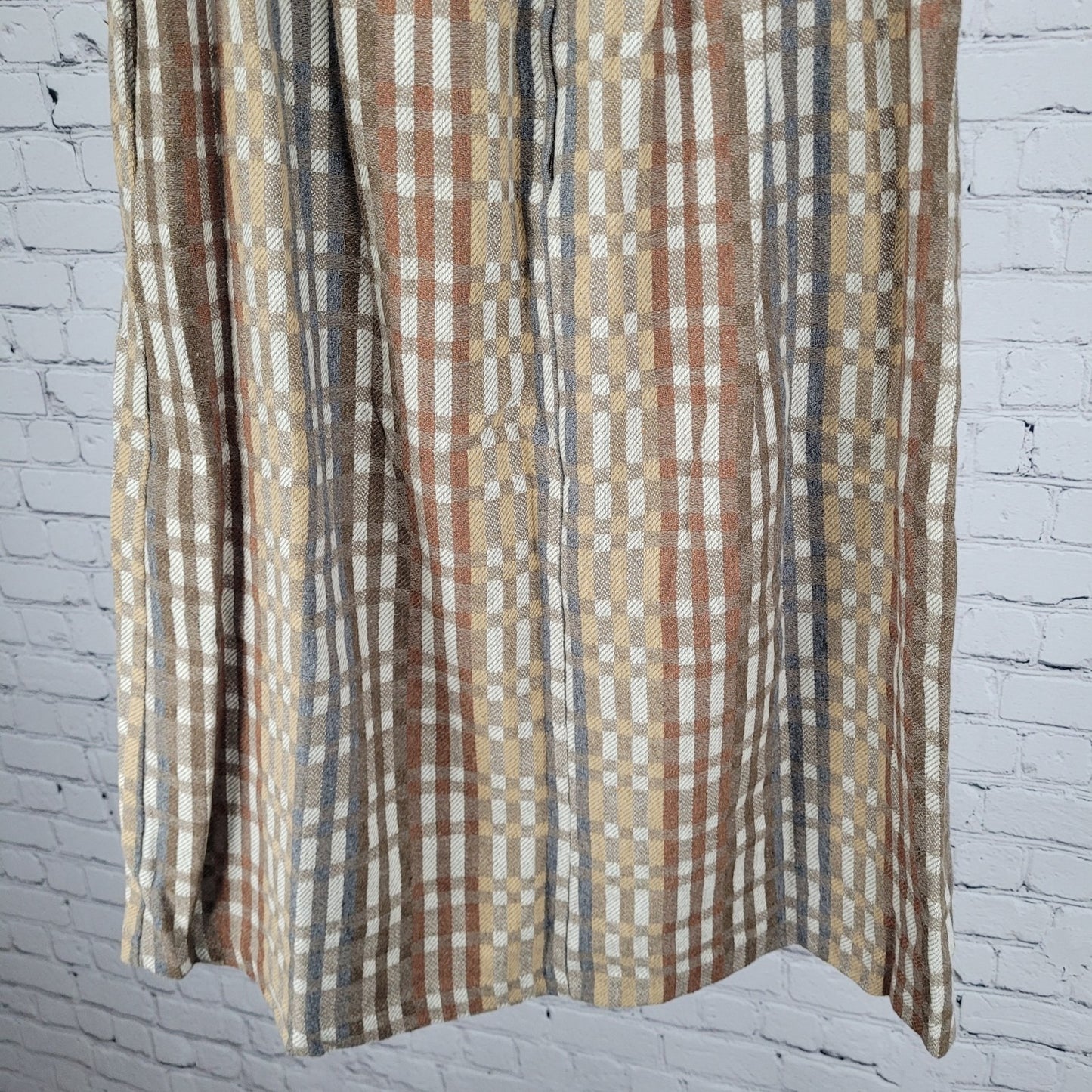 VTG Marsha Brown Wool Blend Plaid Pleated Back Zip Unlined A-Line Midi Skirt 12