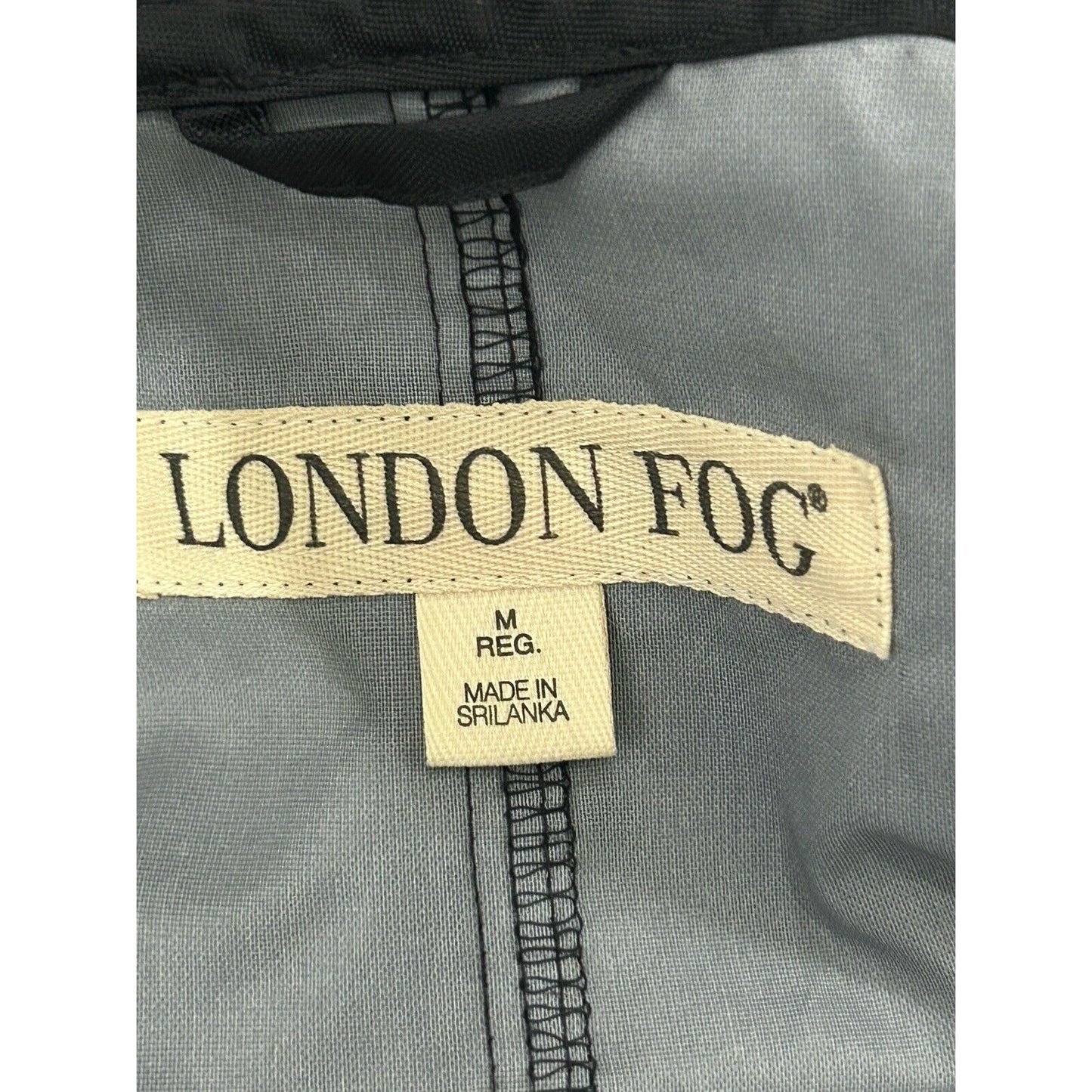 London Fog Black Button Up Adjustable Hooded Windbreaker Jacket Medium M Reg