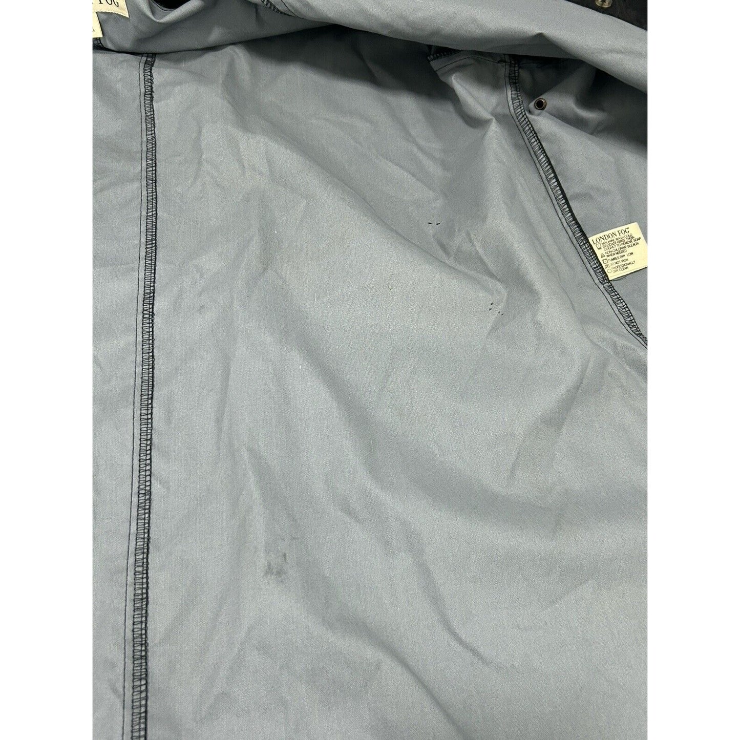 London Fog Black Button Up Adjustable Hooded Windbreaker Jacket Medium M Reg