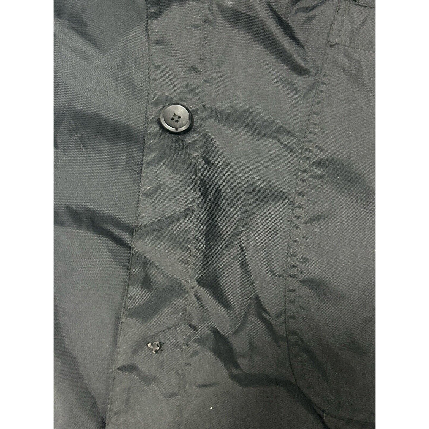 London Fog Black Button Up Adjustable Hooded Windbreaker Jacket Medium M Reg