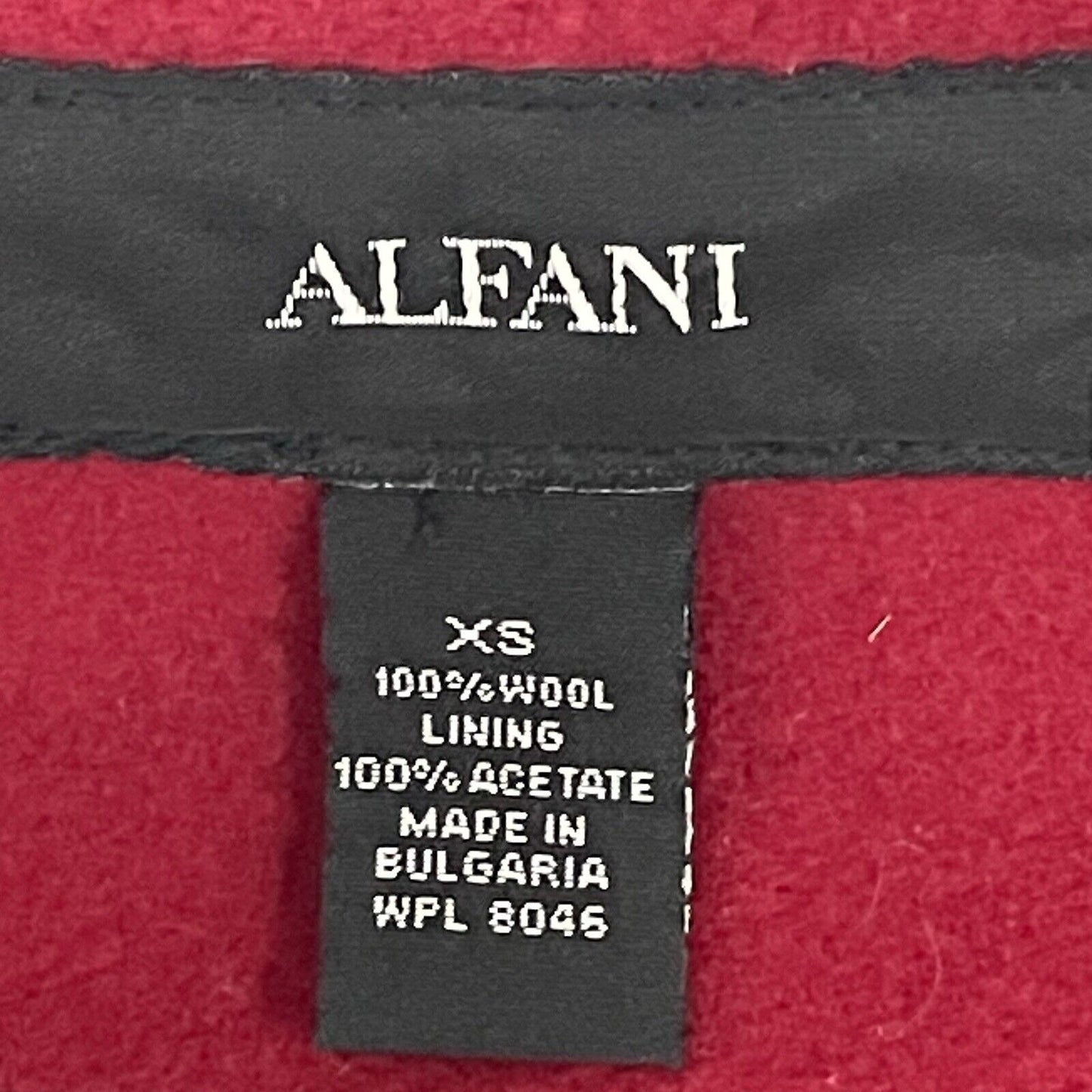 Alfani Red 100% Wool Long Snap Coat Belted Classic Pleated Lined Size XS