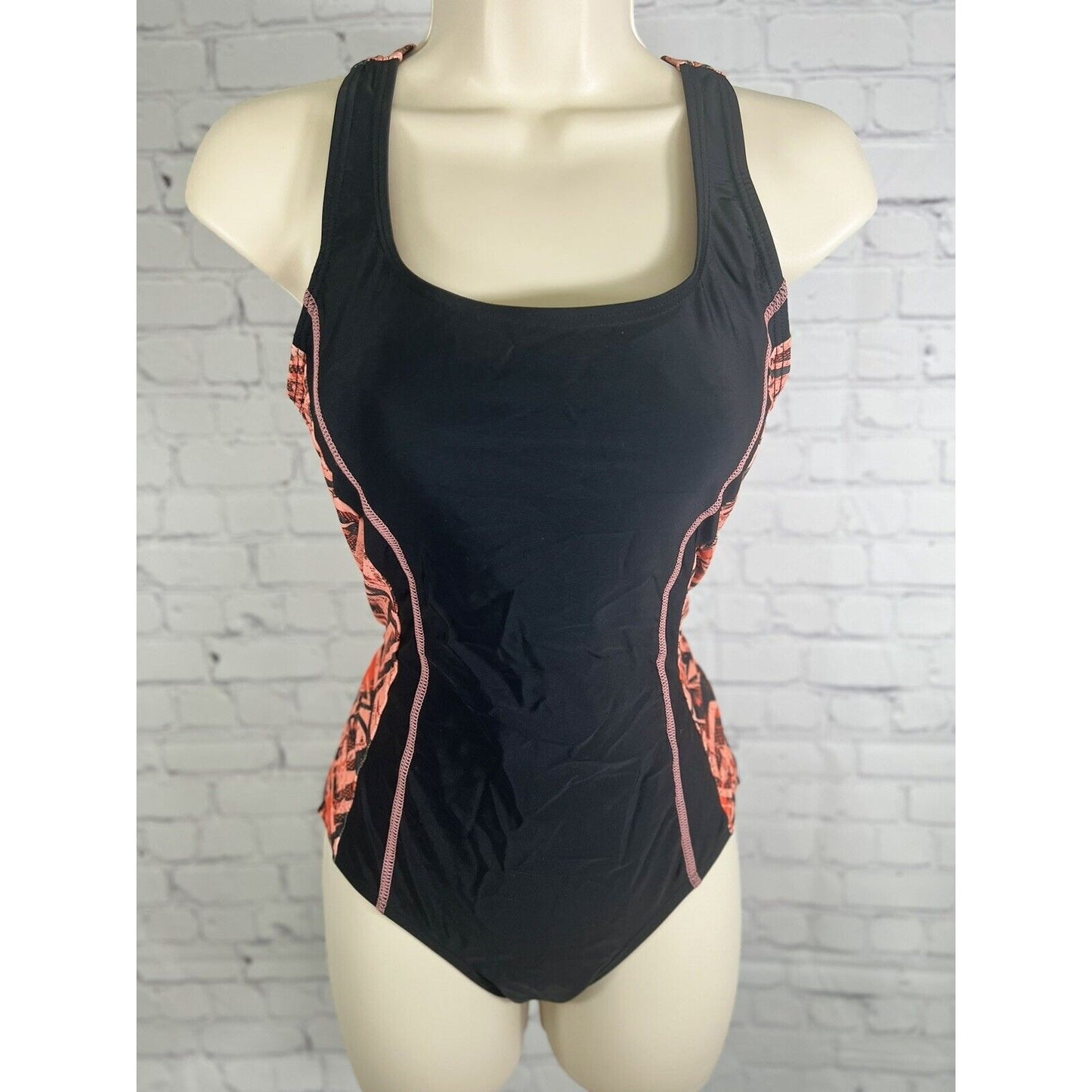 Unbranded One Piece Swimsuit Black Coral RacerBack UPF 50+ Lightly Padded Small