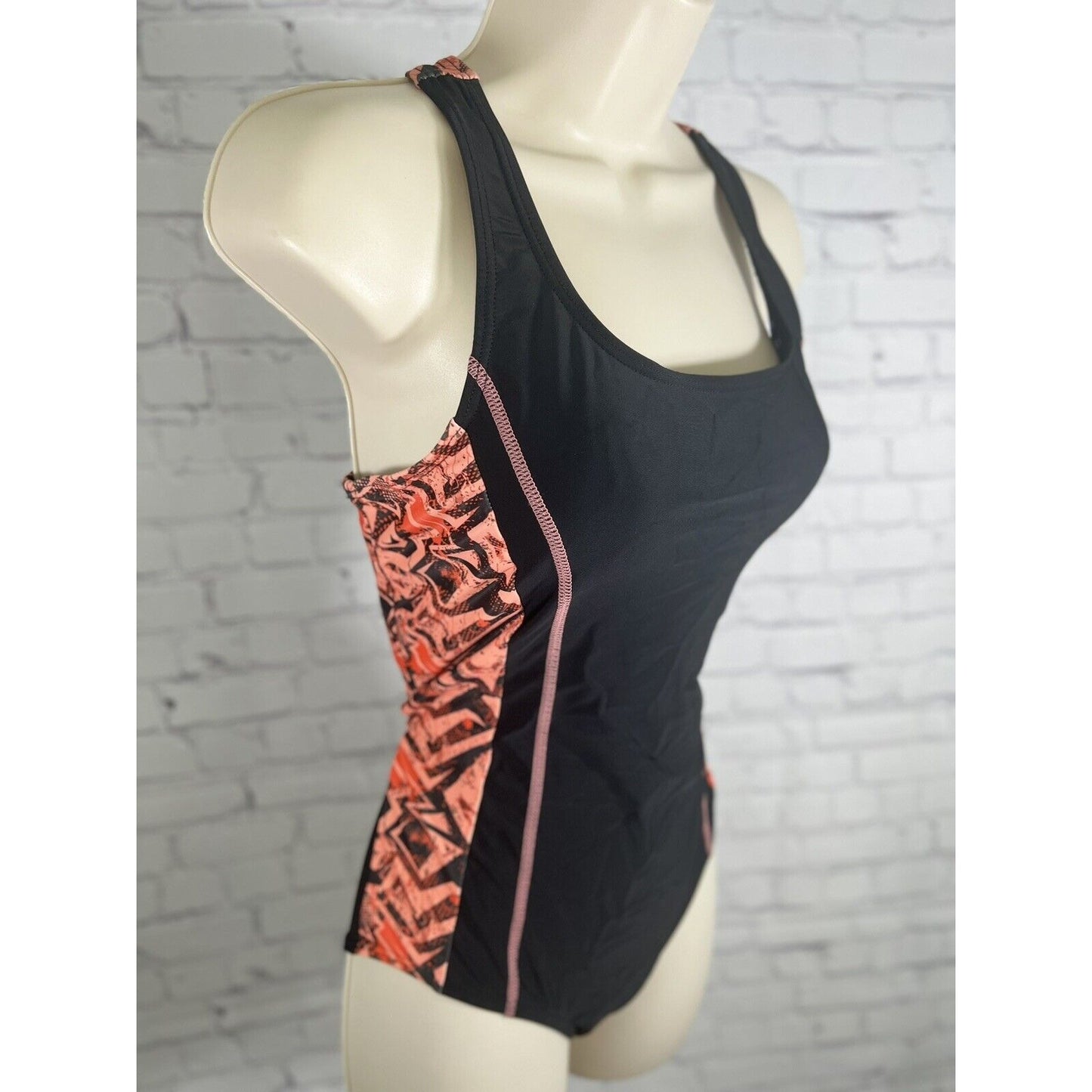 Unbranded One Piece Swimsuit Black Coral RacerBack UPF 50+ Lightly Padded Small
