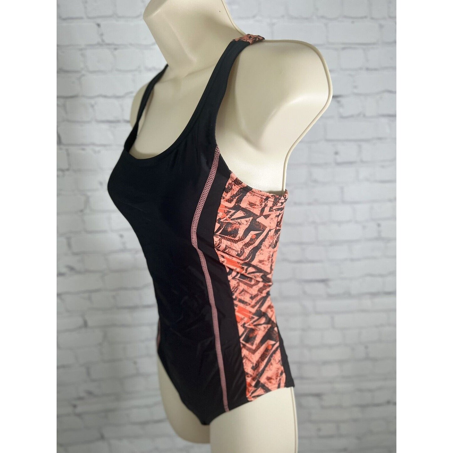 Unbranded One Piece Swimsuit Black Coral RacerBack UPF 50+ Lightly Padded Small