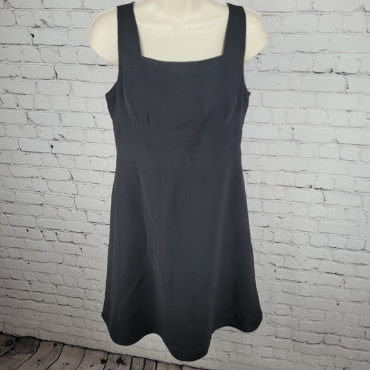 Ann Taylor Black Sleeveless Empire Waist Fit Flare Lined Zipped Dress Petite 4P