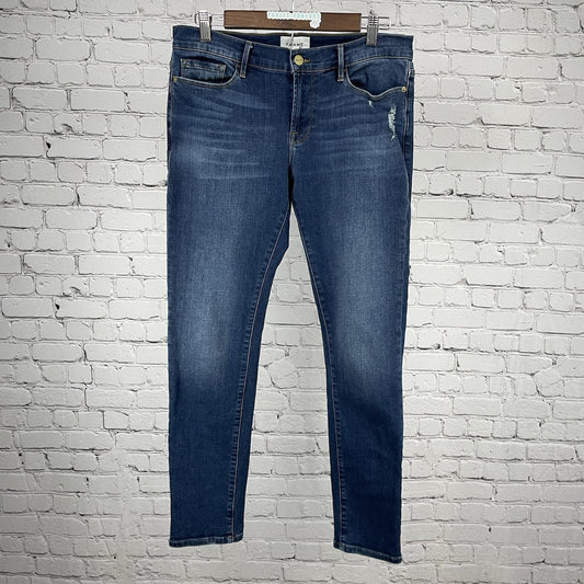 Frame Blue Denim Le Garçon Mid Rise Skinny Jeans Stretch Size 28 (32x28.5)