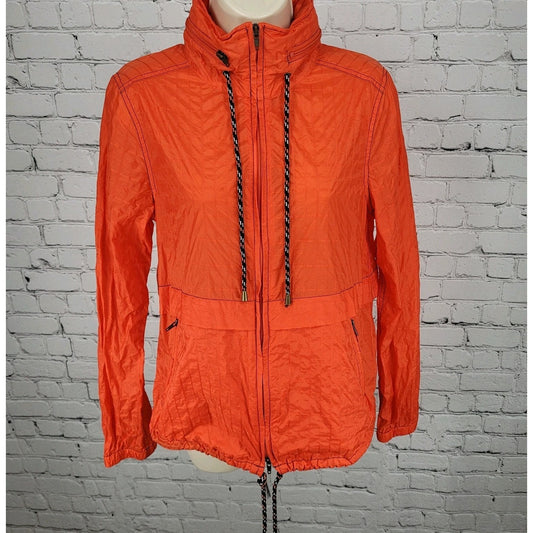Free People Orange Nylon Full Zip Lightweight Windbreaker Jacket Size Medium M