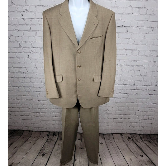 Emidio Tucci El Corte Ingles Tan Italian Wool Full Suit Size 54L US 44L (35x32)