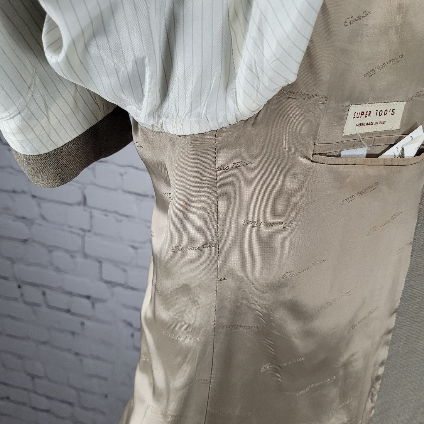 Emidio Tucci El Corte Ingles Tan Italian Wool Full Suit Size 54L US 44L (35x32)