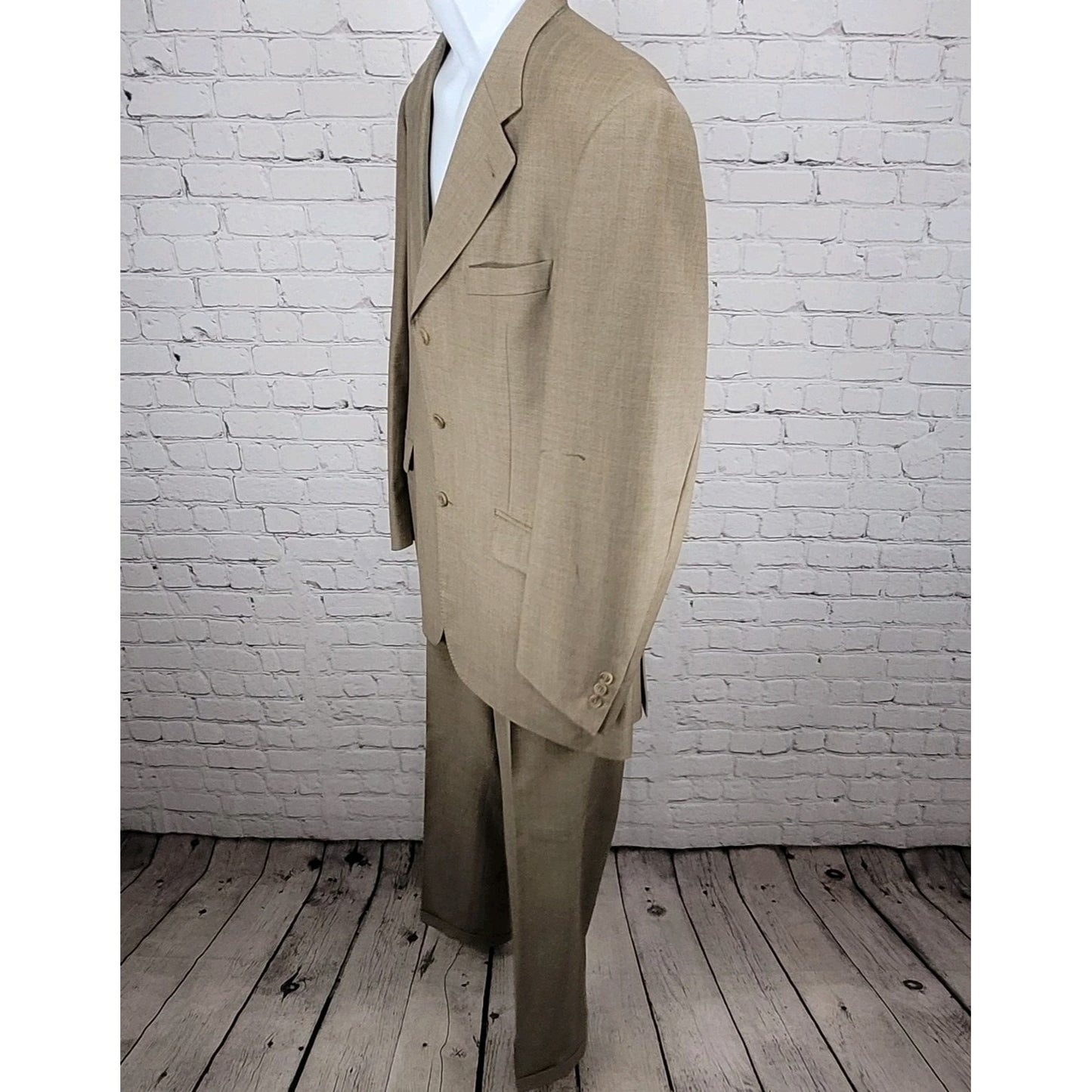 Emidio Tucci El Corte Ingles Tan Italian Wool Full Suit Size 54L US 44L (35x32)