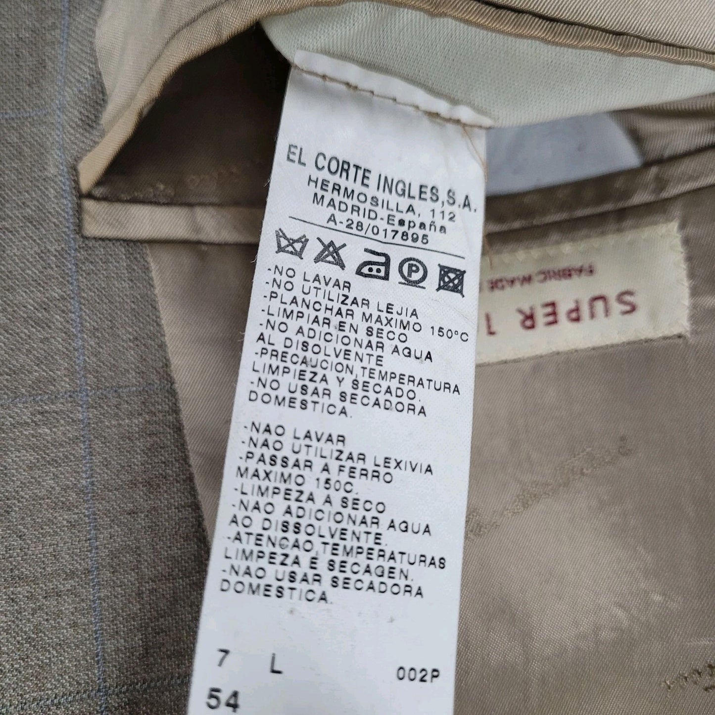 Emidio Tucci El Corte Ingles Tan Italian Wool Full Suit Size 54L US 44L (35x32)