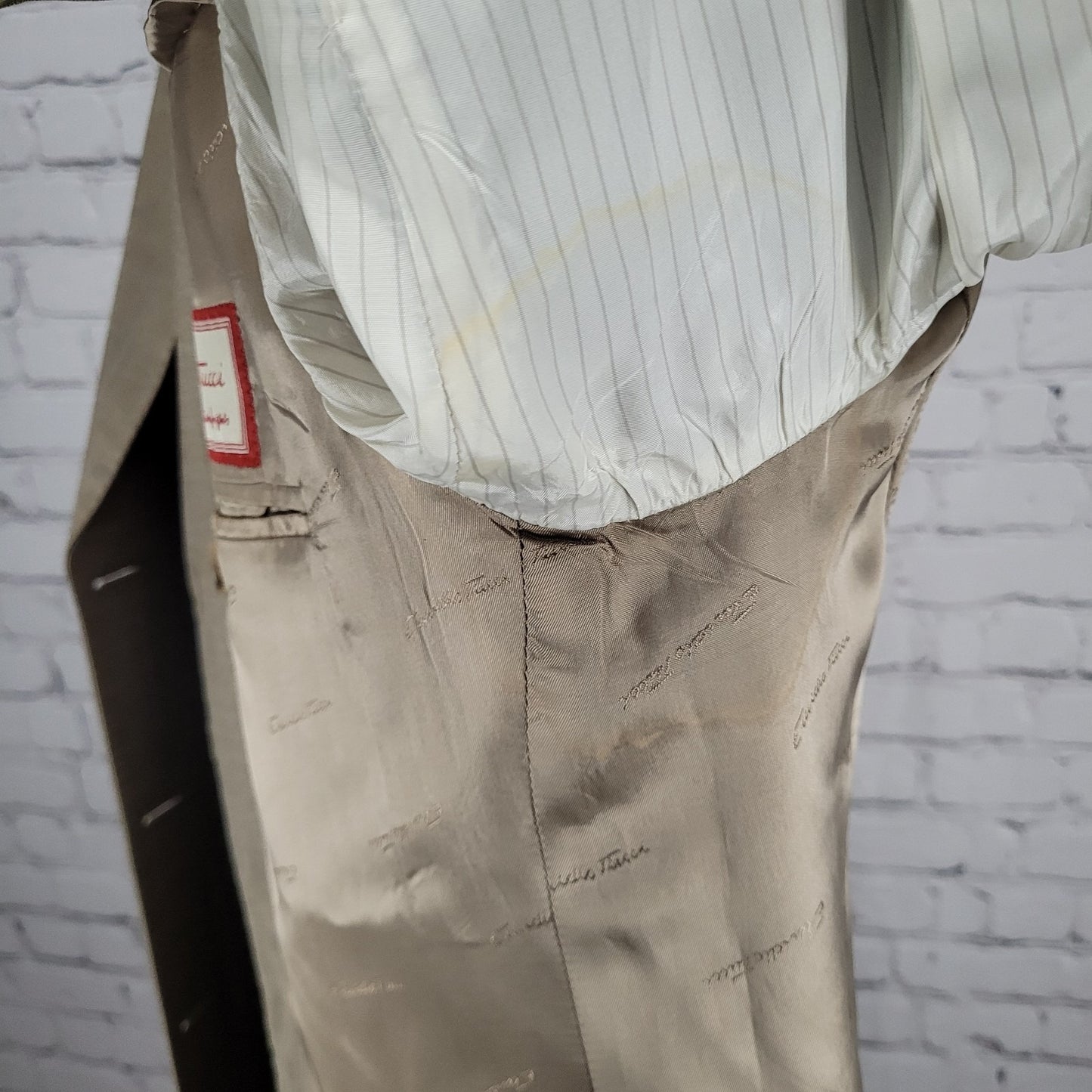 Emidio Tucci El Corte Ingles Tan Italian Wool Full Suit Size 54L US 44L (35x32)