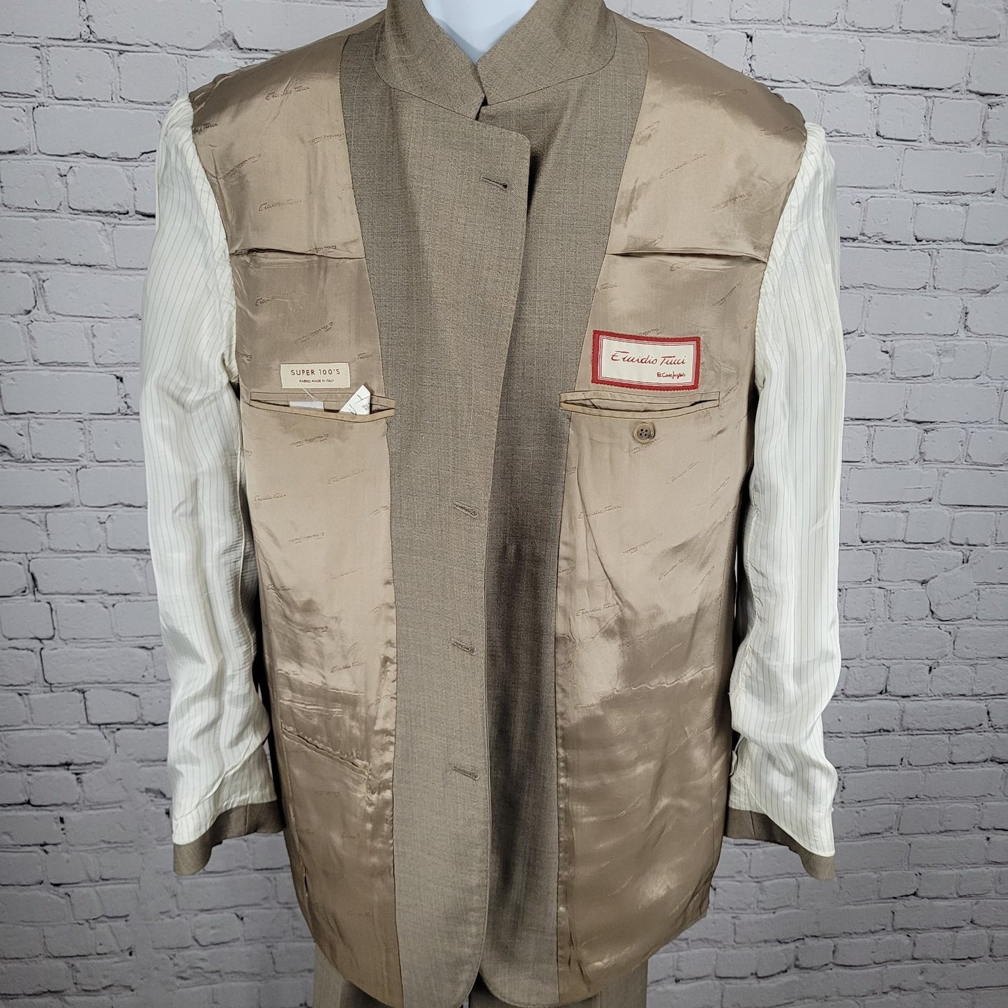 Emidio Tucci El Corte Ingles Tan Italian Wool Full Suit Size 54L US 44L (35x32)