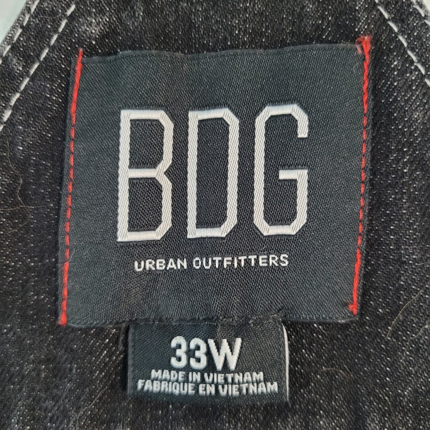 BDG Urban Outfitters Black Denim White Stitching Shortalls Overalls Size 33W