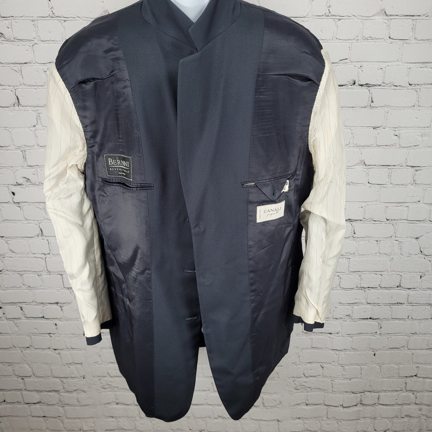 Canali Proposta Navy Blue 100% Wool 3 Button Notch Lapel Blazer Italy 54L US 44L
