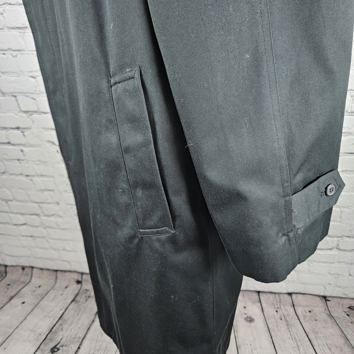 Bill Blass 3000 Black Removable Faux Fur Bodywarmer Buttoned Trench Coat 42L