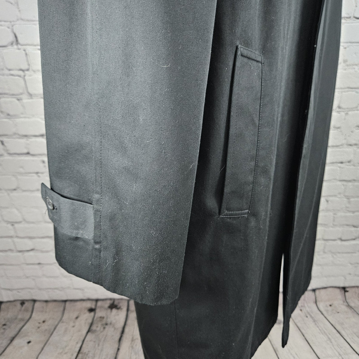 Bill Blass 3000 Black Removable Faux Fur Bodywarmer Buttoned Trench Coat 42L