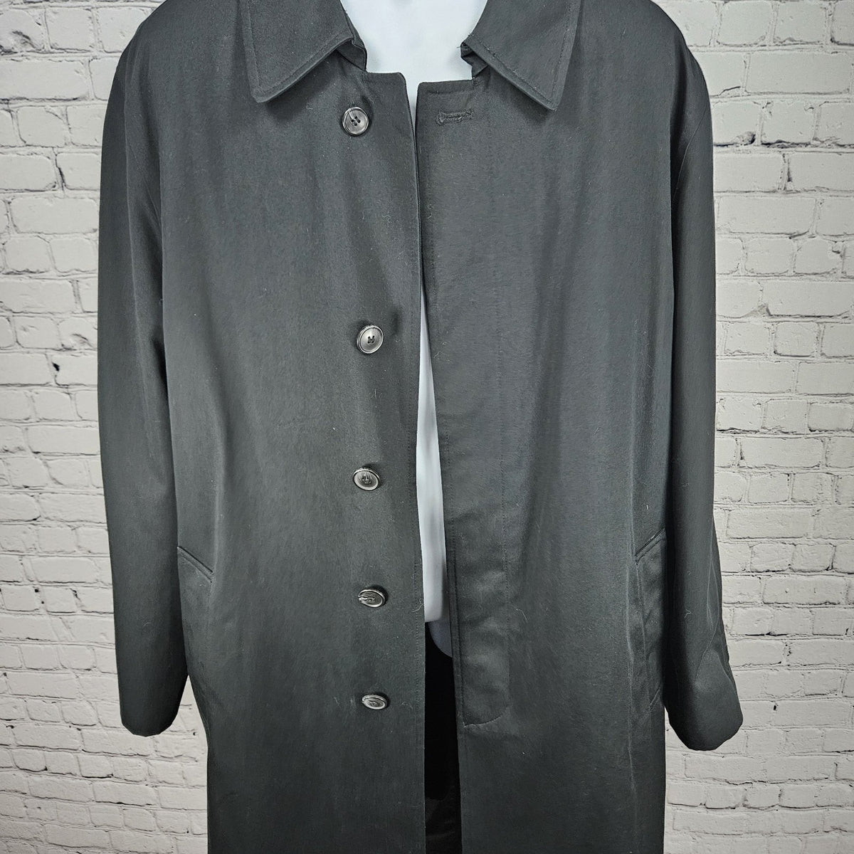 Bill Blass 3000 Black Removable Faux Fur Bodywarmer Buttoned Trench Coat 42L